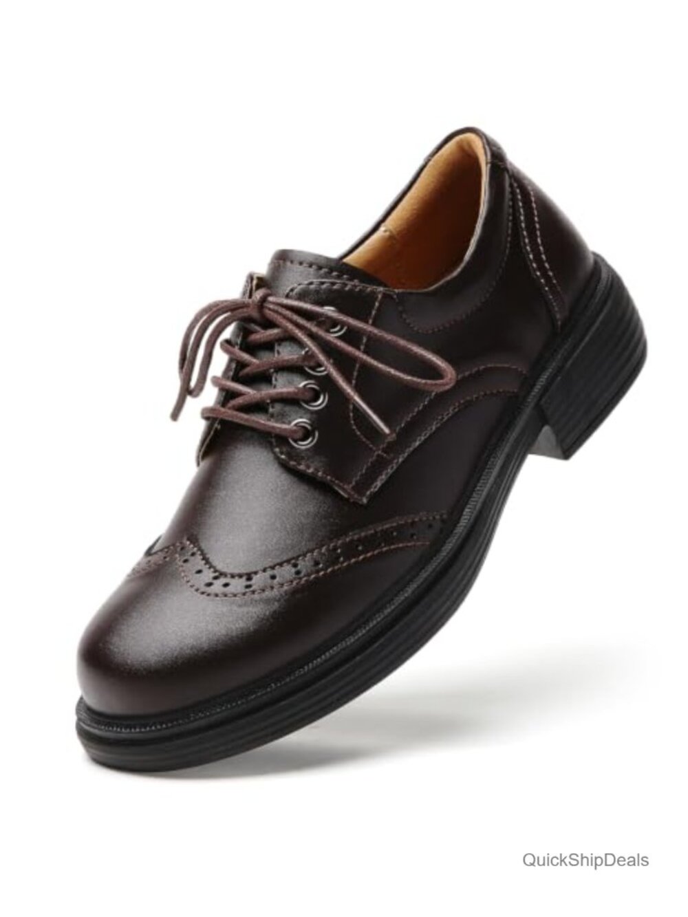 Women's Leather Round Toe Oxfords Lace Up Non Slip Work